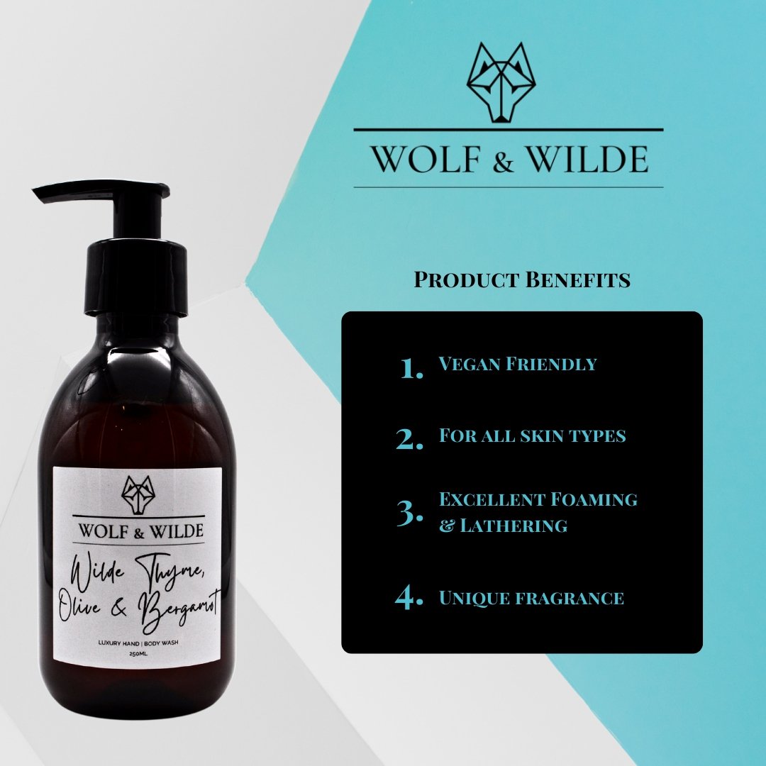 Wilde Thyme, Olive & Bergamot Luxury 2 In 1 Liquid Soap - Hand & Body 250ML