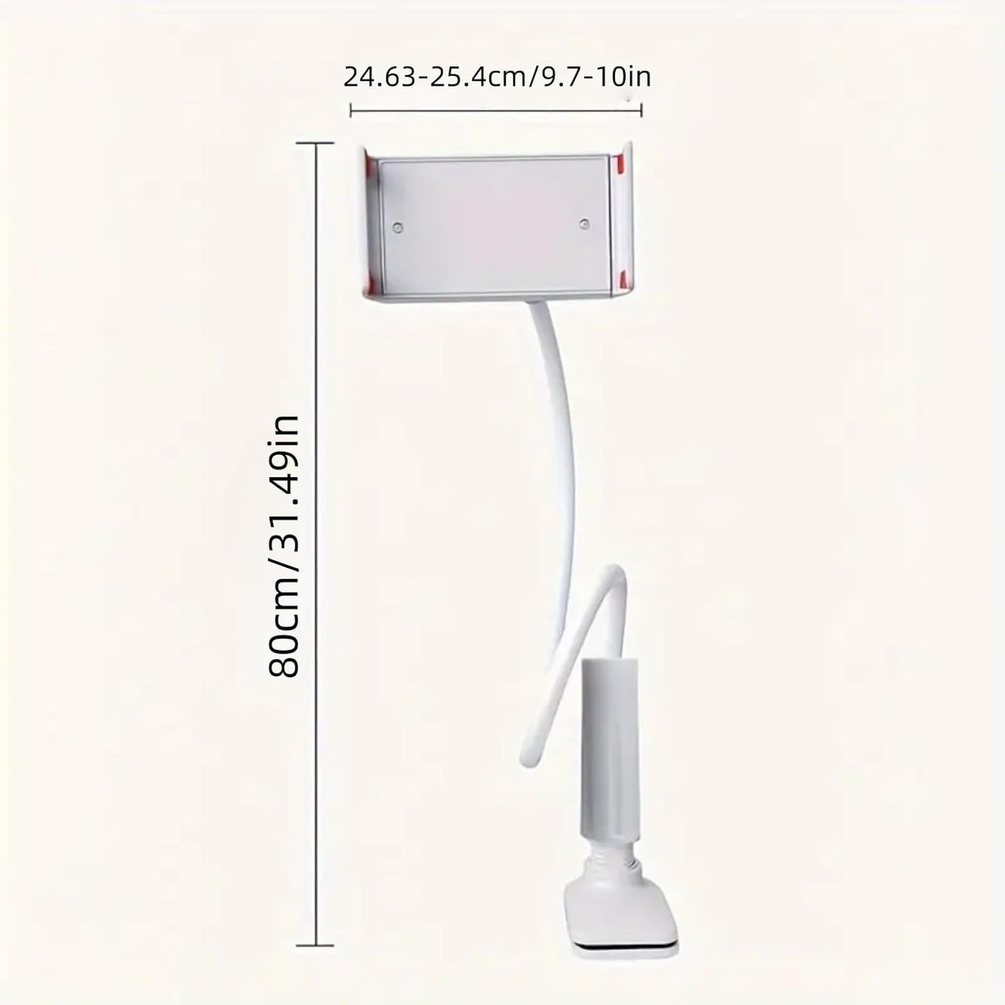 Gooseneck Tablet Holder for Bed and Desk, 360° Adjustable Overhead Mount with Clamp for Phone, Pad, Ereader, Recording, Reading, Filming – Lazy Arm Stand for 7.9"–10" Devices (White)
