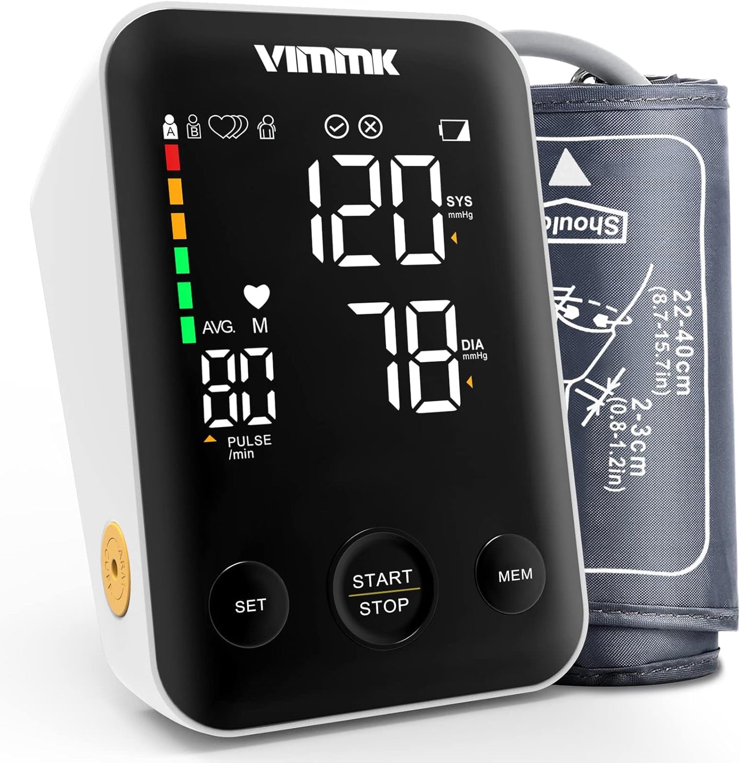 Blood Pressure Monitor Large Cuff, Vimmk Upper Arm Blood Pressure Machines for Home Use Accurate BP Cuff LED Backlight Display Heart Rate Detection 2x120 Records, Cuff 22-40cm