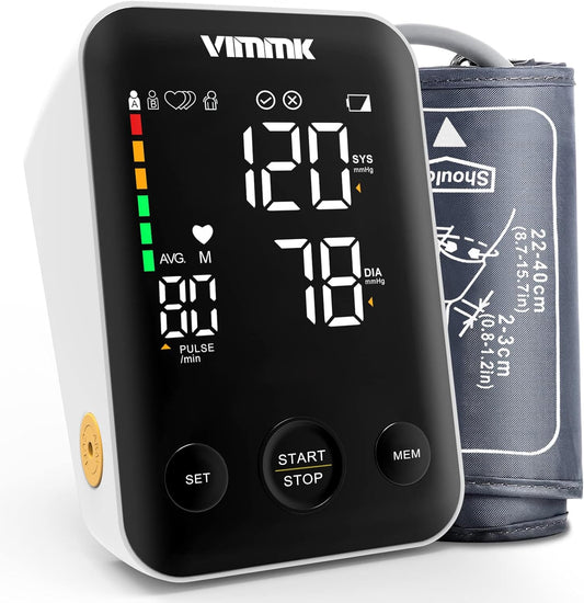 Blood Pressure Monitor Large Cuff, Vimmk Upper Arm Blood Pressure Machines for Home Use Accurate BP Cuff LED Backlight Display Heart Rate Detection 2x120 Records, Cuff 22-40cm